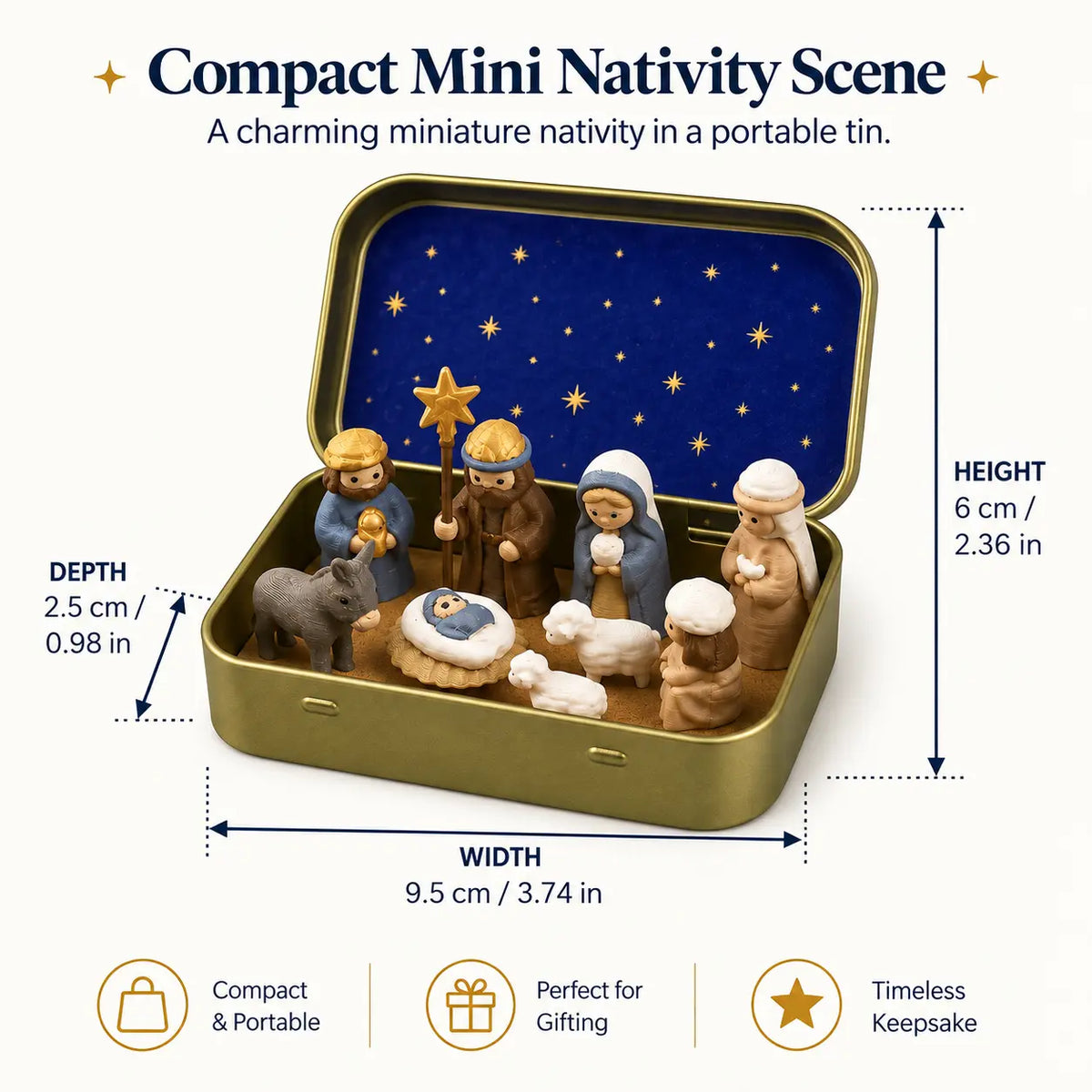 Pocket-Size Mini Nativity Scene Set – Hand-Painted Christmas Figurines with Storage Box