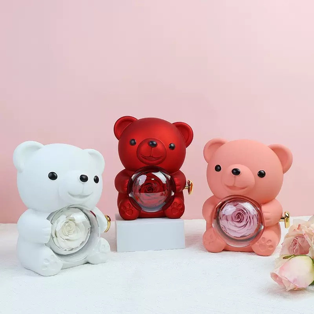 Hug Bear Rose Jewelry Box