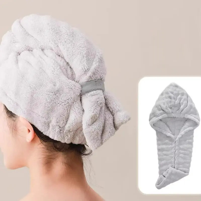Extra-Thick Microfiber Hair Drying Towel Cap – Large Quick-Dry Hair Wrap