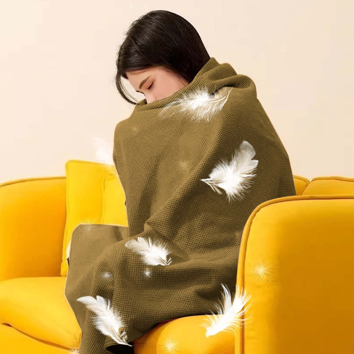 USB Heated Wearable Throw Blanket – 3 Heat Settings, Washable Cozy Wrap for Home, Office & Travel