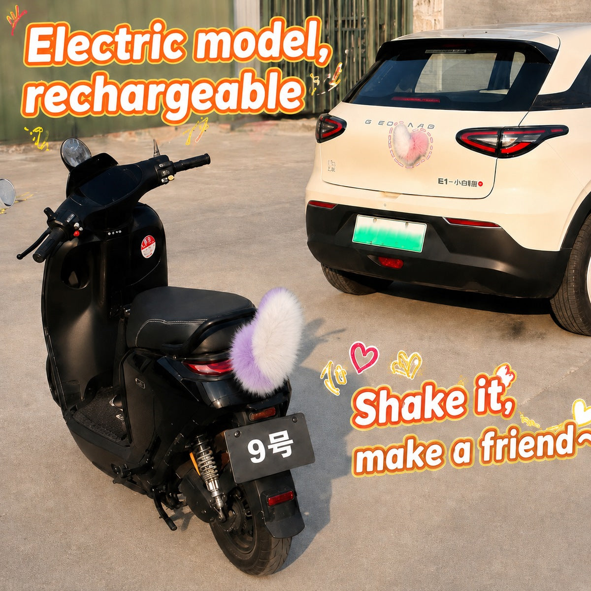 Rechargeable Remote-Controlled Fluffy Tail for E-Scooters & Cars
