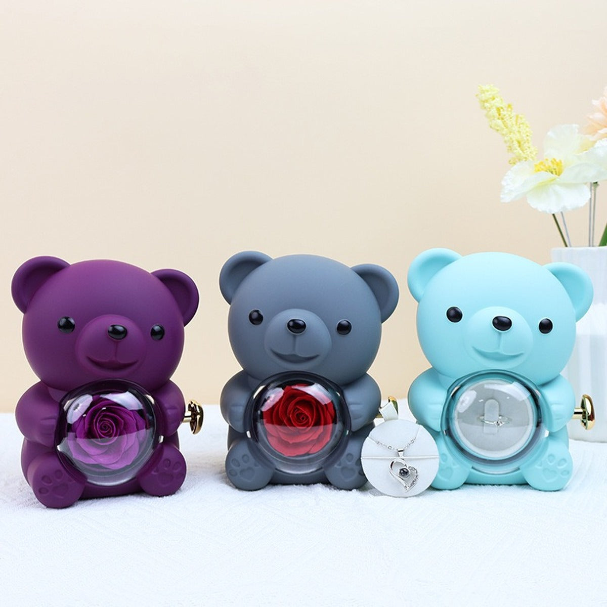 Hug Bear Rose Jewelry Box