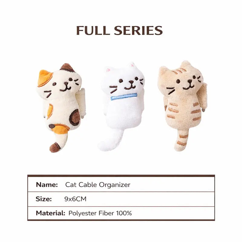 Cute Cat Strap Clip – Plush Backpack & Cable Organizer