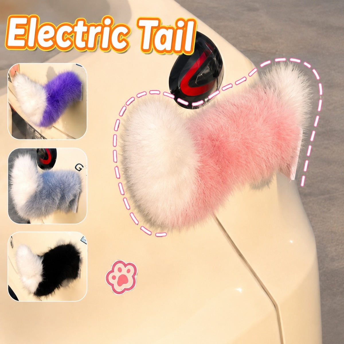 Rechargeable Remote-Controlled Fluffy Tail for E-Scooters & Cars