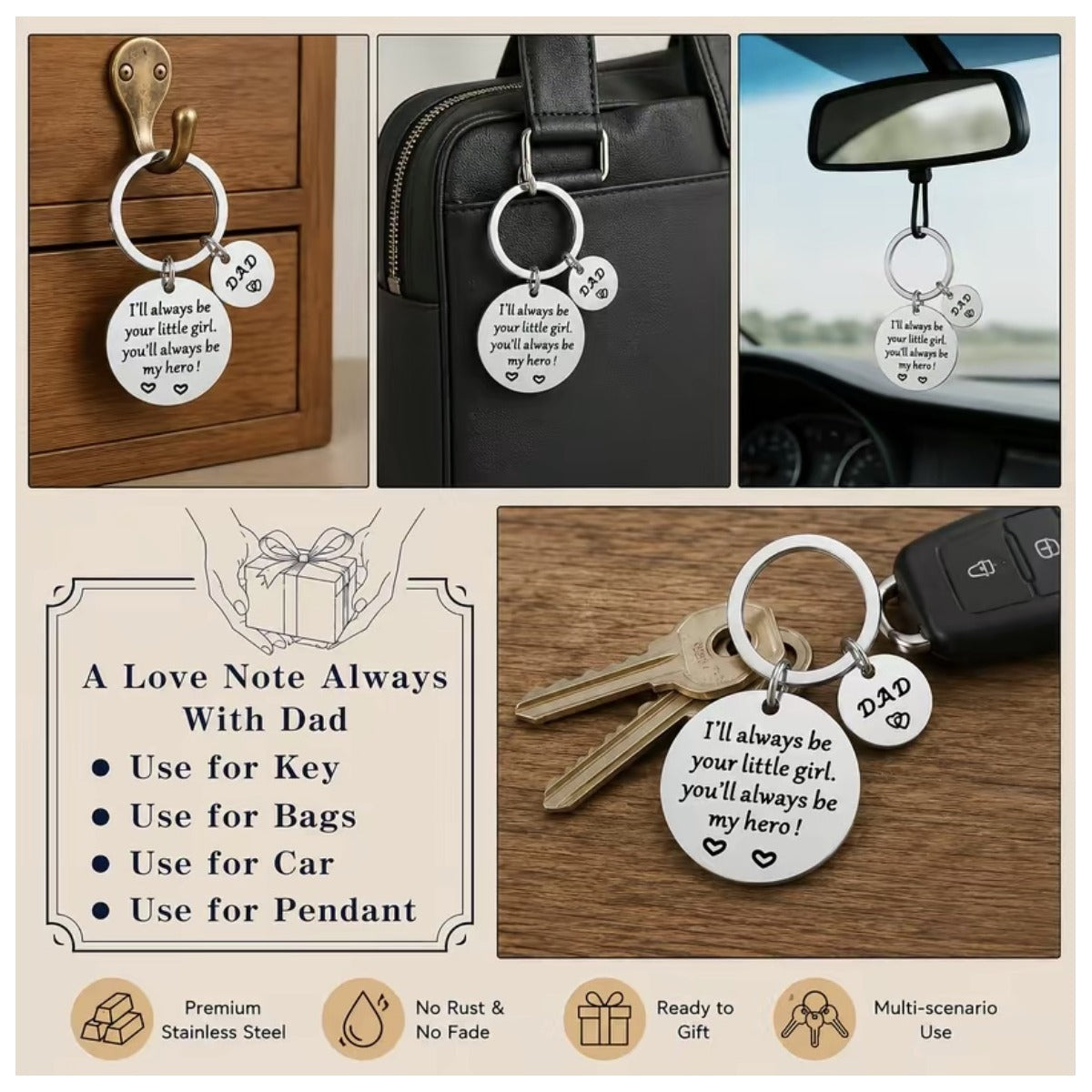 Father's Day Dad Keychain from Daughter