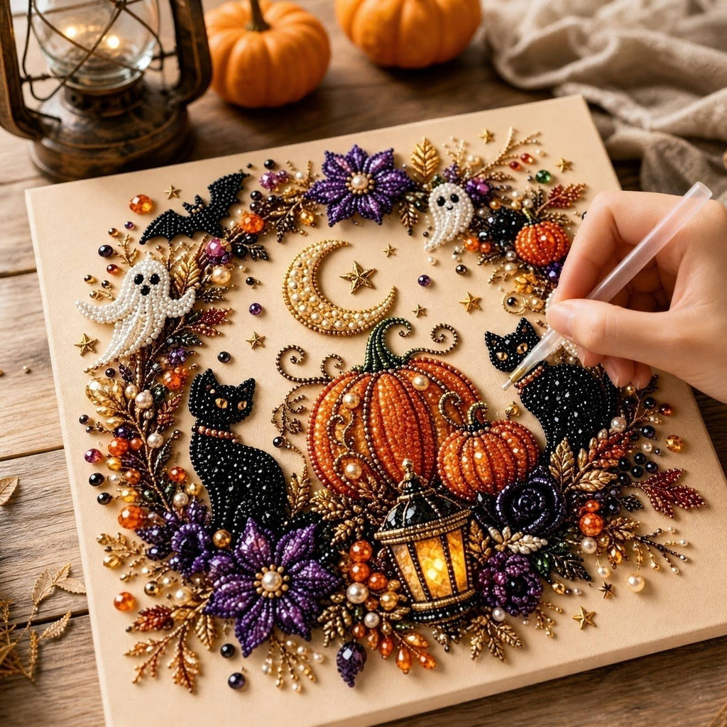 Halloween DIY Pearl Painting Kit.This easy-to-make craft set is perfect for kids and adults to use at parties or for home decoration purposes. It’s also a great gift idea!
