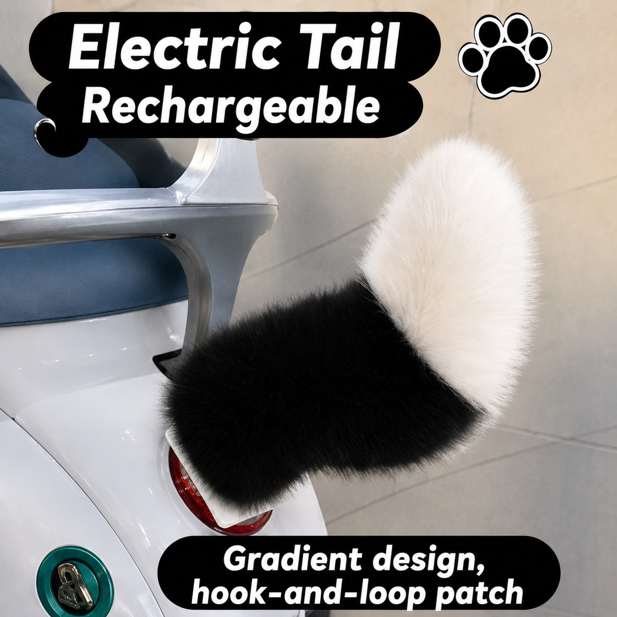 Rechargeable Remote-Controlled Fluffy Tail for E-Scooters & Cars