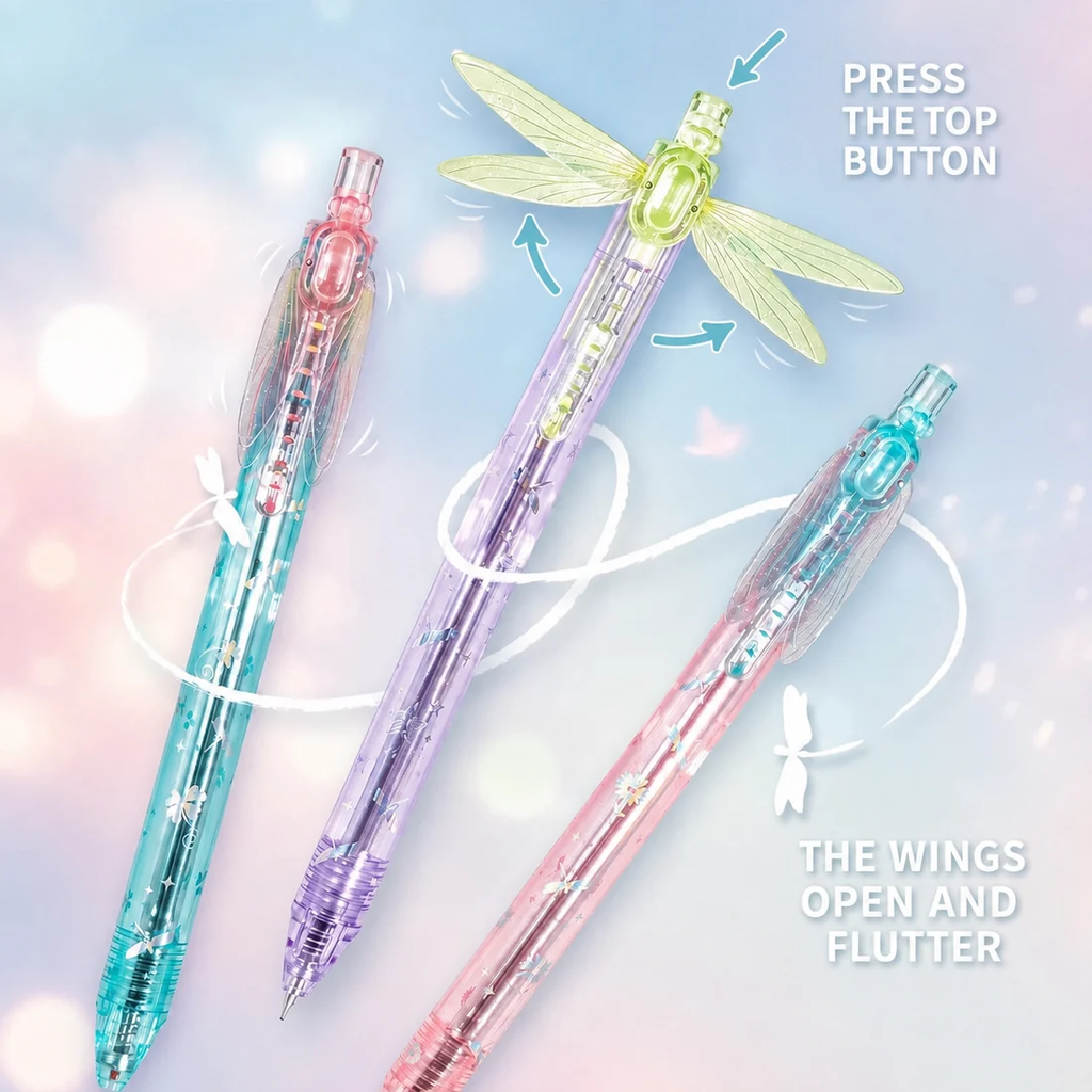 Fluttering Dragonfly Wing Pen – Moving Wing Gradient Writing Pen