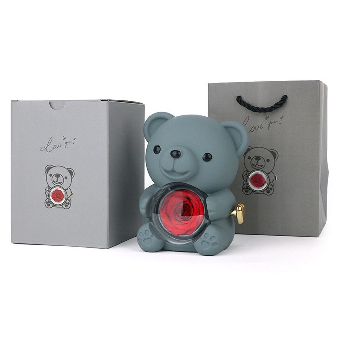 Hug Bear Rose Jewelry Box