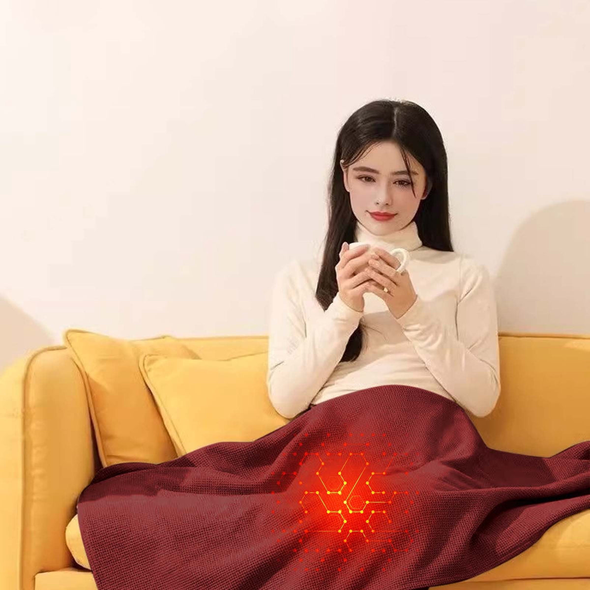 USB Heated Wearable Throw Blanket – 3 Heat Settings, Washable Cozy Wrap for Home, Office & Travel