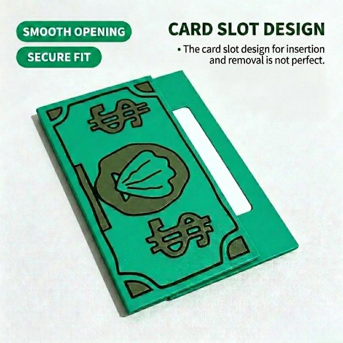 Tap-to-Pay Card Holder – 3D-Printed PLA, Novelty Cartoon Cash-Bill Payment Card Sleeve for Contactless Checkout, Funny Gag Gift for Adults, Green