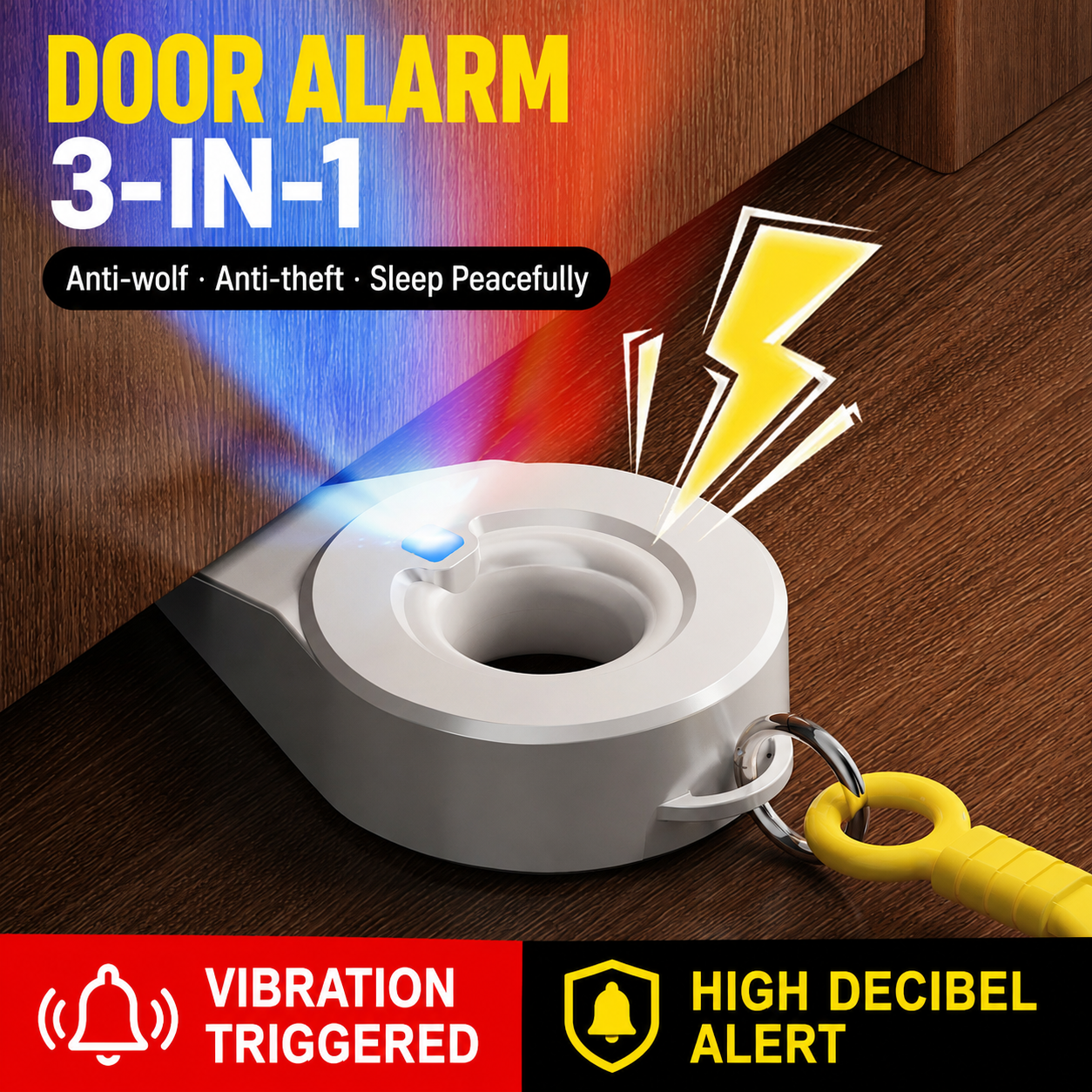 Door Security Stopper – Adjustable Door Jammer for Hotel, Apartment & Home Defense, Non-Slip Rubber Base