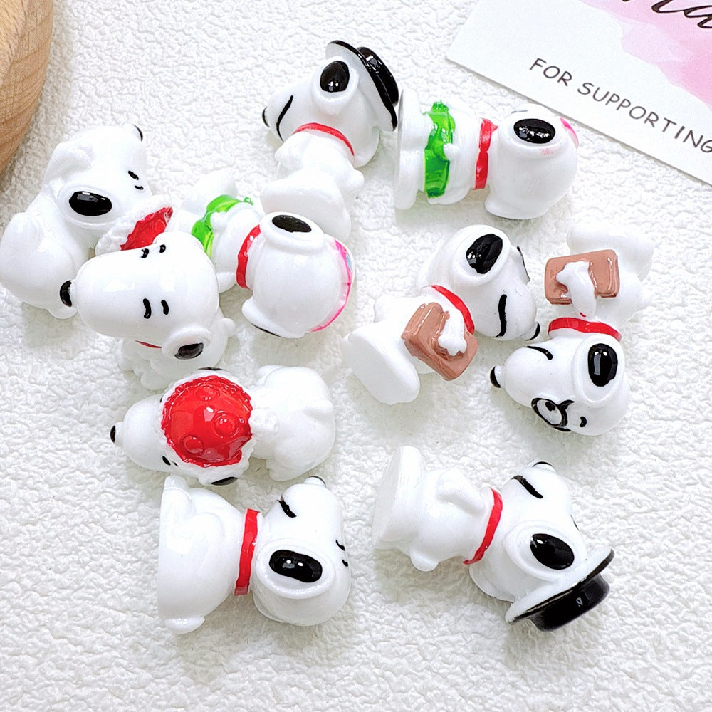 Mini Snoopy Resin Figurines – 5-Piece DIY Craft Embellishment Set