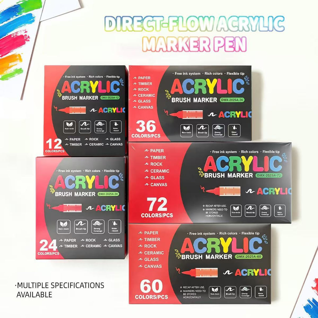Acrylic Paint Marker Set – Soft Brush Tip Paint Pens, 12/24/36/48/72 Colors