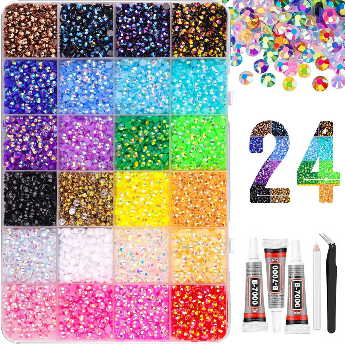 40,000 PCS Rhinestone Bedazzling Kit – 40 Colors 3mm Flatback Resin Gems with Tools