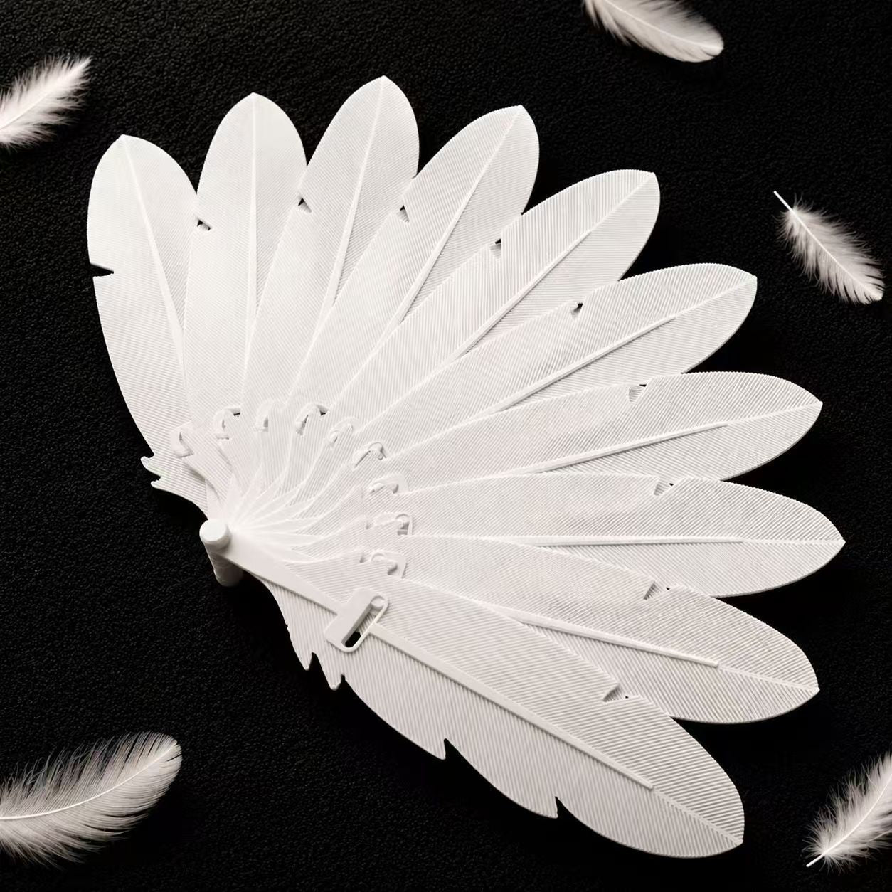 Dragonfly Wing Folding Fan Home Daily Use Holiday Gift Feather Fan (White/Black & White/Blue & White/Black & Green)