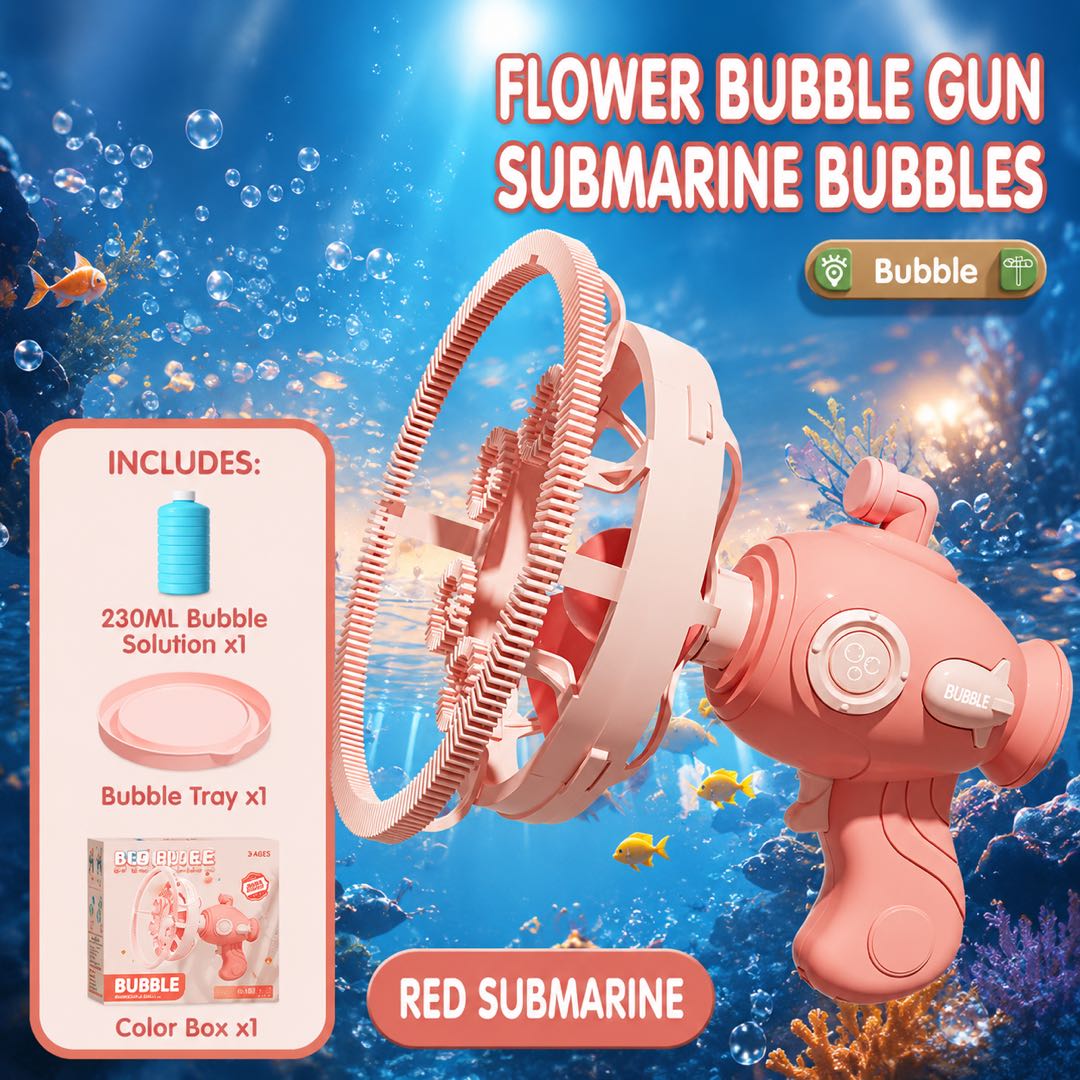 Electric Submarine Bubble Gun for Kids – Automatic Bubble Machine with Bubble-in-Bubble Effect | Outdoor Summer Toy for Boys & Girls