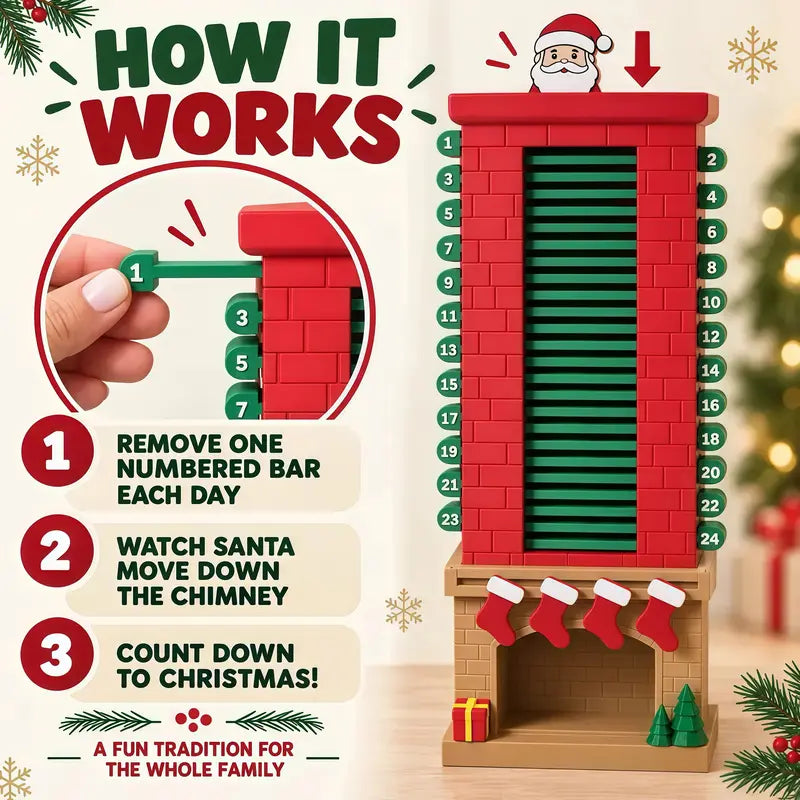 Santa Chimney Advent Calendar – 24-Day Pull-Out Christmas Countdown