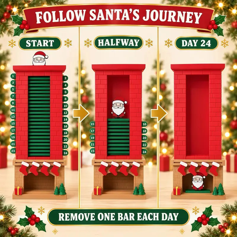 Santa Chimney Advent Calendar – 24-Day Pull-Out Christmas Countdown
