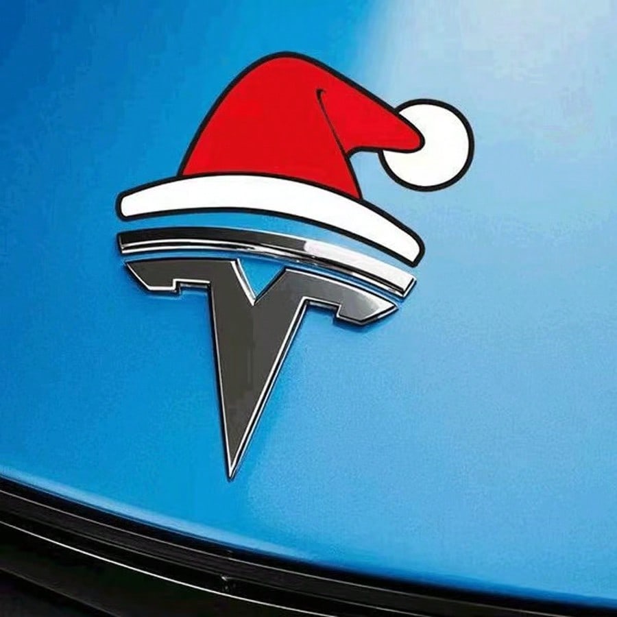 2PCS Christmas Hat Car Badge Stickers – Raised Holiday Auto Decor