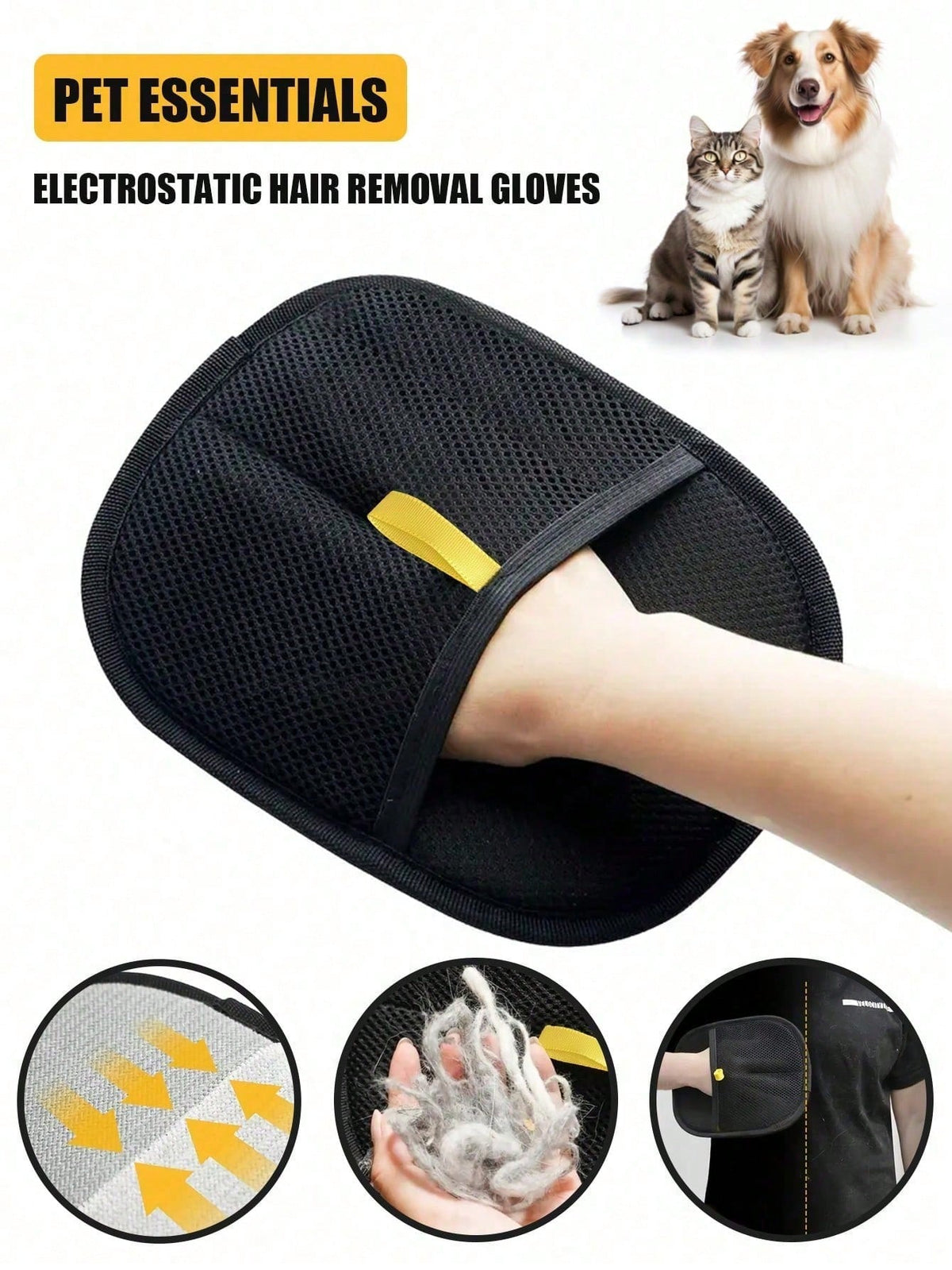 Large Reusable Pet Hair Removal Glove – Double-Sided Washable Fur and Lint Remover for Clothes, Sofas, Bedding and Car Seats, 1-Pack or 2-Pack