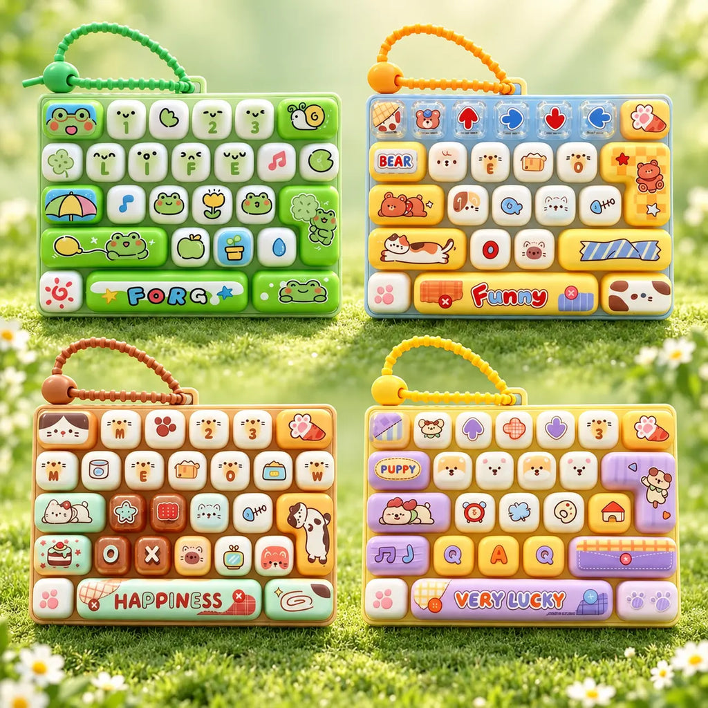 26-Key Mini Fidget Keyboard Keychain – Portable Press Toy & Backpack Accessory