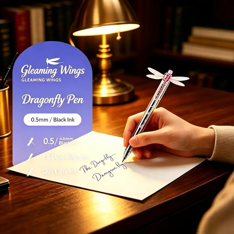 Fluttering Dragonfly Wing Pen – Moving Wing Gradient Writing Pen