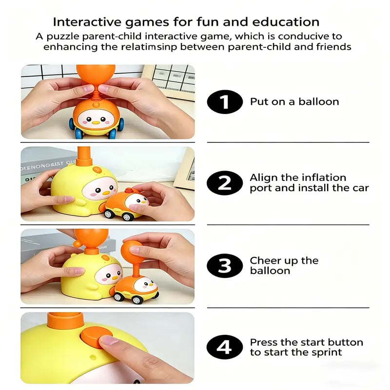 Balloon-Powered Car & Flying Toy Set – Air Pump Launch Playset