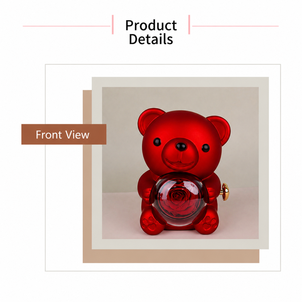 Hug Bear Rose Jewelry Box