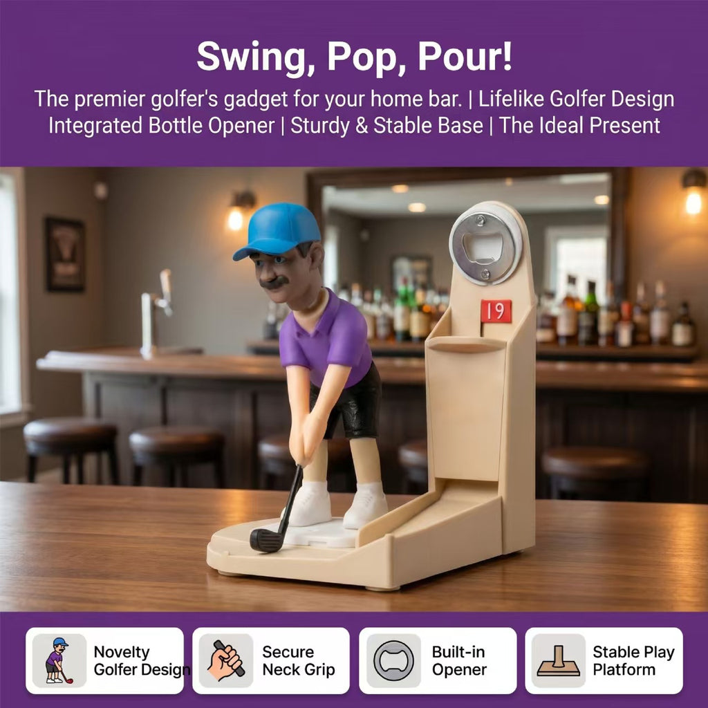 Golfer Bottle Opener Figurine – Where Desk Décor Meets the Perfect Putt