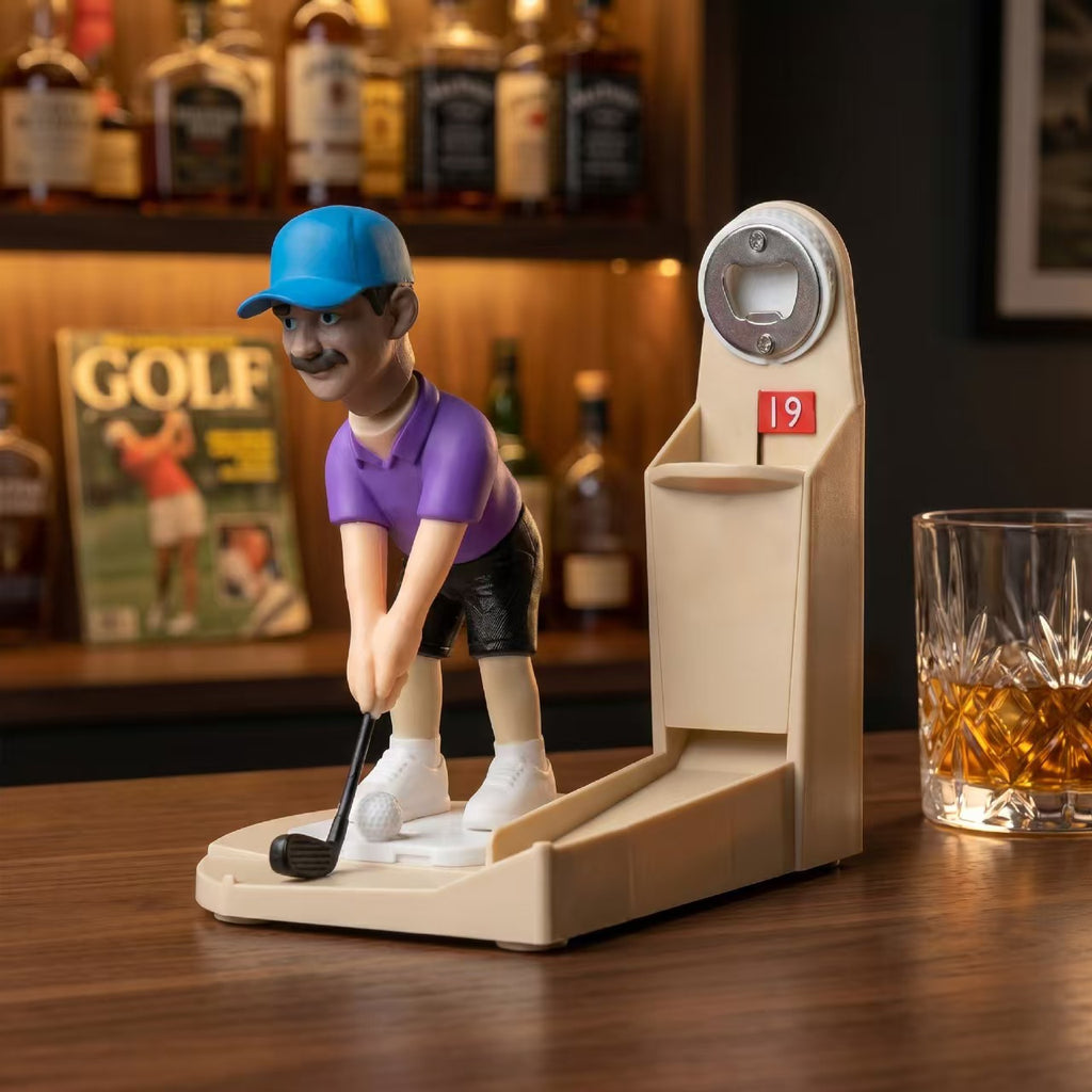 Golfer Bottle Opener Figurine – Where Desk Décor Meets the Perfect Putt