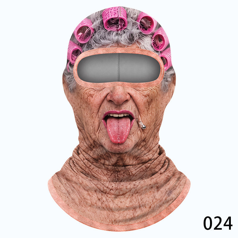 Funny Old Man Balaclava Mask – Realistic 3D-Print Grandpa Face Cover for Skiing, Snowboarding, Halloween & Costume Parties