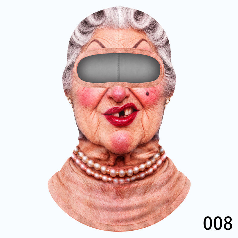 Funny Old Man Balaclava Mask – Realistic 3D-Print Grandpa Face Cover for Skiing, Snowboarding, Halloween & Costume Parties