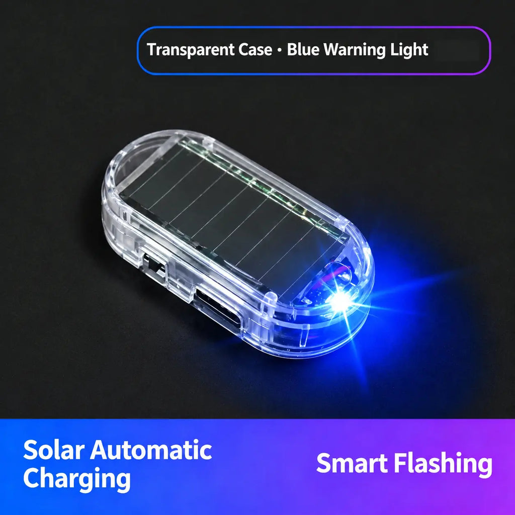 Solar Fake Car Alarm Light – Red & Blue Auto Sensor Security Warning LED