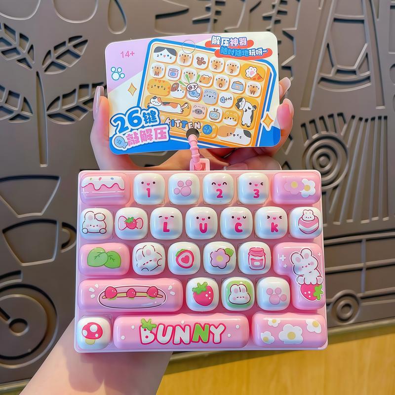 26-Key Mini Fidget Keyboard Toy with Carry Strap for Busy Hands and Everyday Stress Relief – Pocket-Size Clicky Desk Toy, Cute Birthday, Halloween or Christmas Gift for Adults and Kids