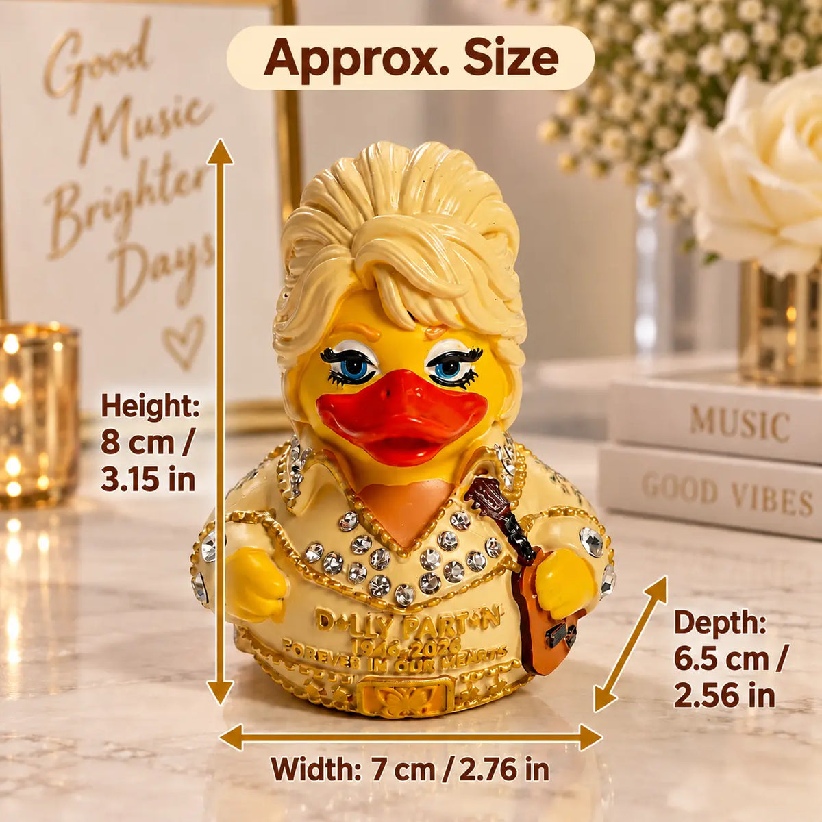 Country Music Duck Resin Figurine – Guitar Collectible Desk Decor