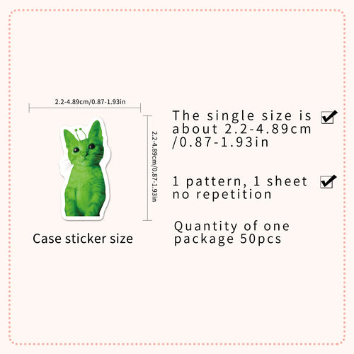 50PCS Funny Alien Cat Stickers – Quirky Faith-Inspired Decal Pack