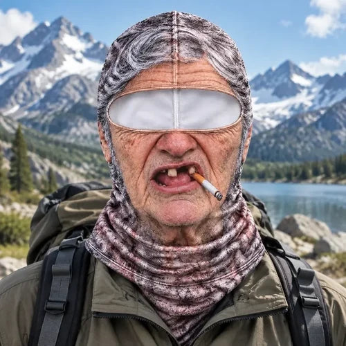 Funny Old Man Balaclava Mask – Realistic 3D-Print Grandpa Face Cover for Skiing, Snowboarding, Halloween & Costume Parties
