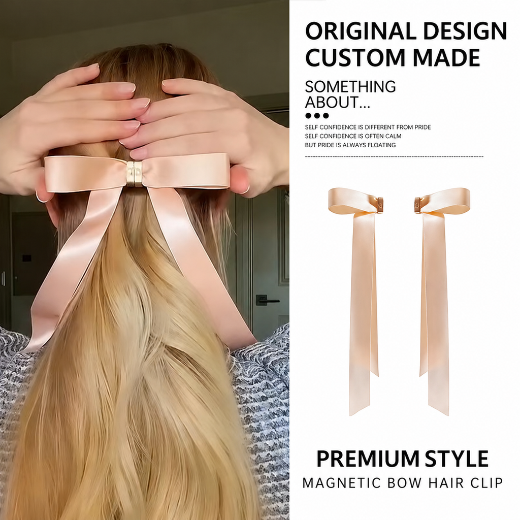 Magnetic Bow Hair Clip – 2-in-1 Strong Hold Claw Clip for Women & Girls