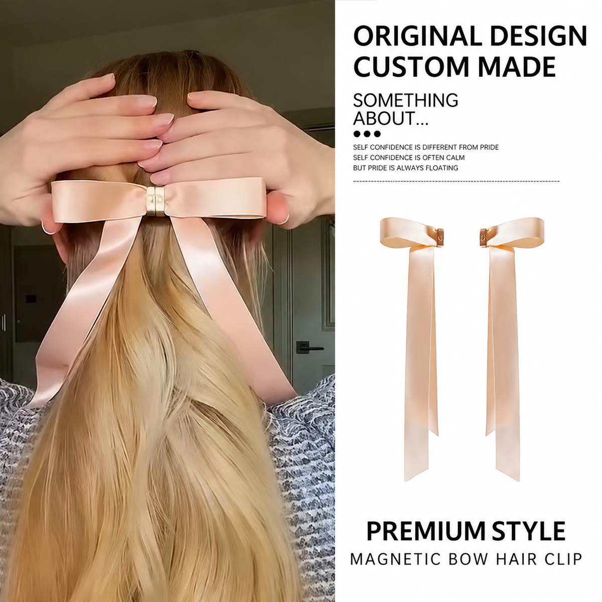 Magnetic Bow Hair Clip – 2-in-1 Strong Hold Claw Clip for Women & Girls