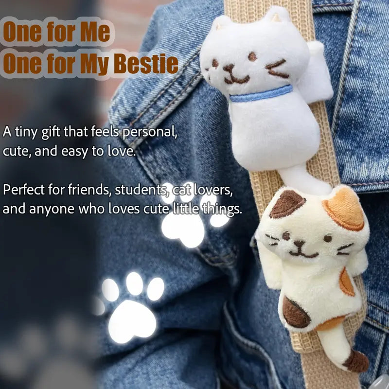 Cute Cat Strap Clip – Plush Backpack & Cable Organizer