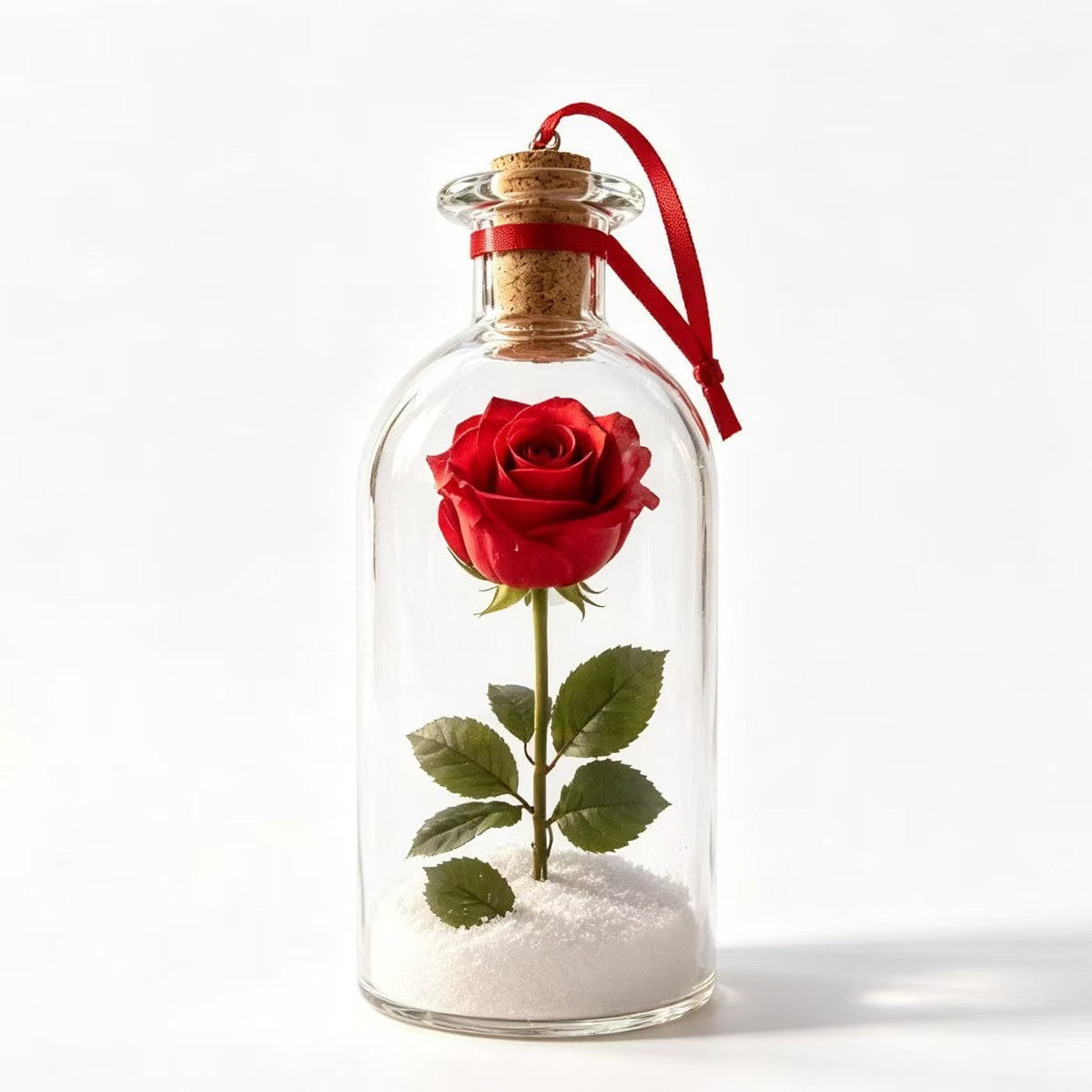 Recordable Christmas Message in a Bottle – Glass Holiday Keepsake with Mini Tree, Rose or Snowman