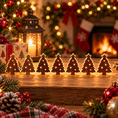 7-Piece Christmas Light-Up Wall Decorations – Warm LED Holiday Decor
