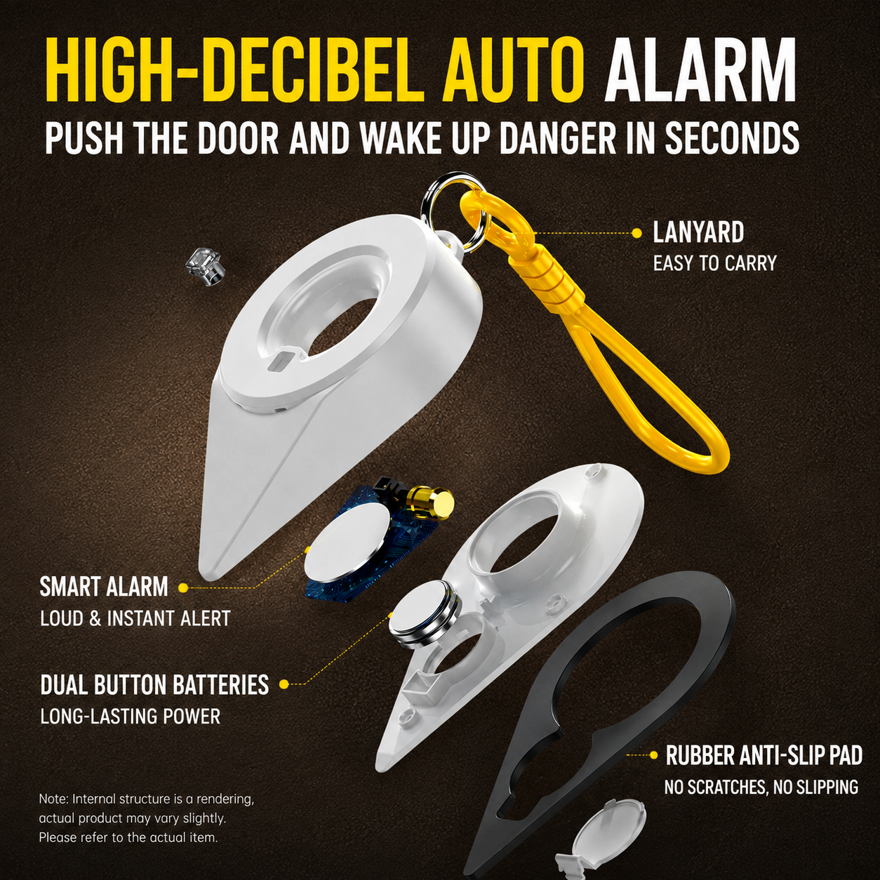 Door Security Stopper – Adjustable Door Jammer for Hotel, Apartment & Home Defense, Non-Slip Rubber Base