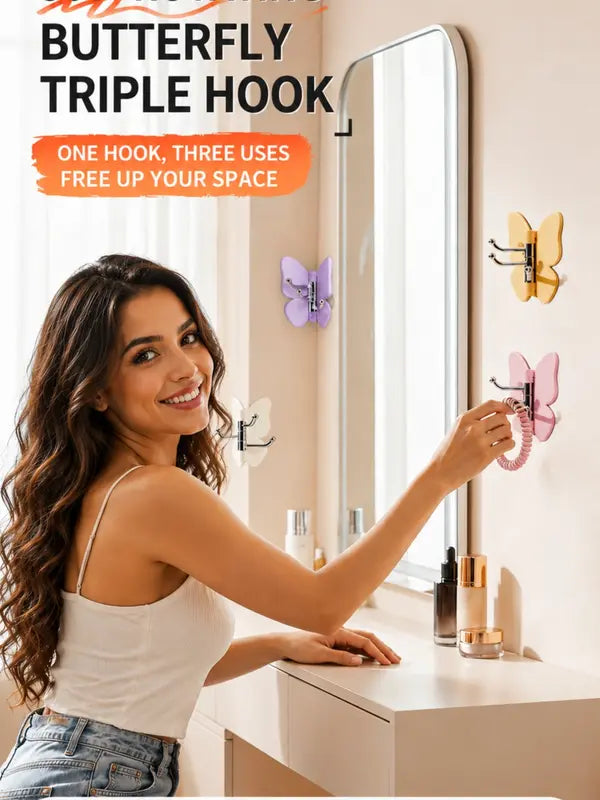 Rotating Butterfly Wall Hook – No-Drill Adhesive Organizer