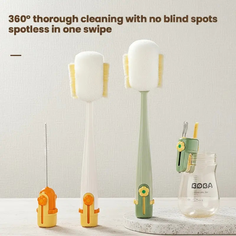 5-in-1 Bottle Cleaning Brush Set – Silicone Scrubber with Straw Brush