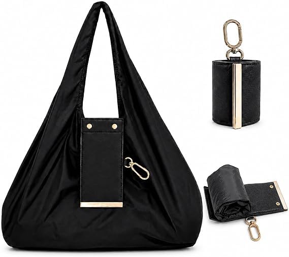 Foldable Reusable Shopping Bag with Keychain – Lightweight Eco-Friendly Grocery Tote for Travel, Gym & Daily Use