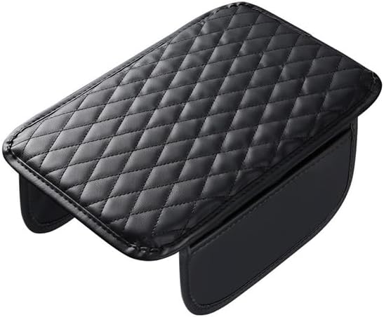Padded Car Armrest Cover – Quilted Console Cushion with Storage Pocket
