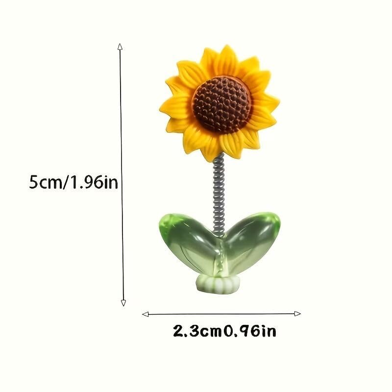 Mini Sunflower Car Dashboard Decoration Set of 10 | Self-Adhesive Swing Bobble Head Resin Flowers | Removable Cute Car Interior Accessories for Dashboard Mirror Home Office Desk Decor