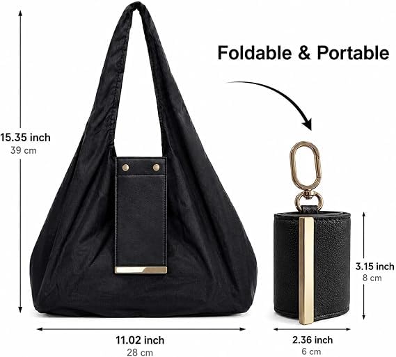Foldable Reusable Shopping Bag with Keychain – Lightweight Eco-Friendly Grocery Tote for Travel, Gym & Daily Use